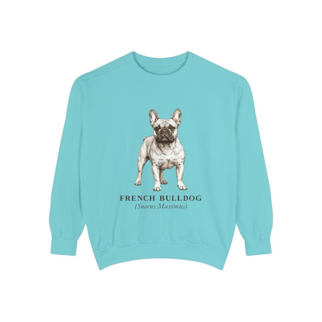 French Bulldog Latin Sweatshirt, Chalky Mint, front view