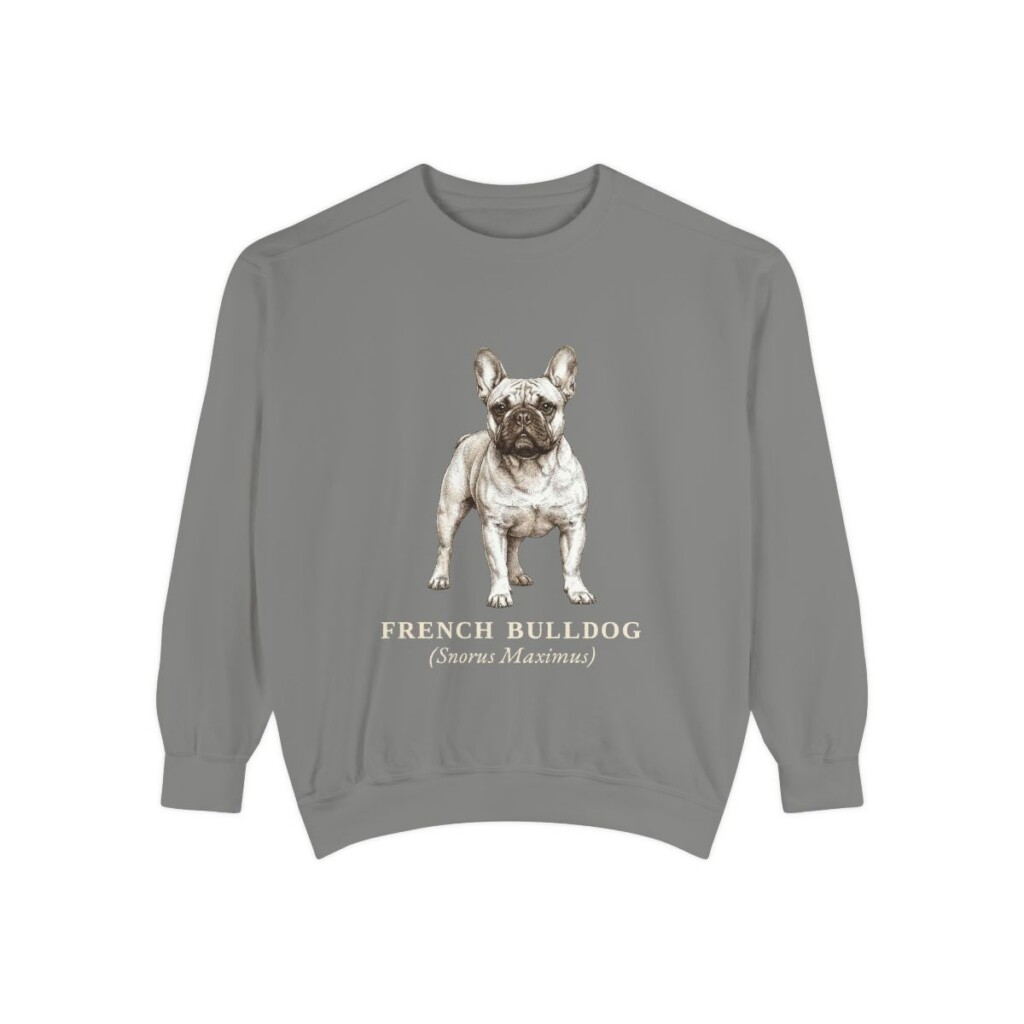 French Bulldog Latin Sweatshirt, Grey, front view