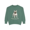French Bulldog Latin Sweatshirt, Light Green, front view