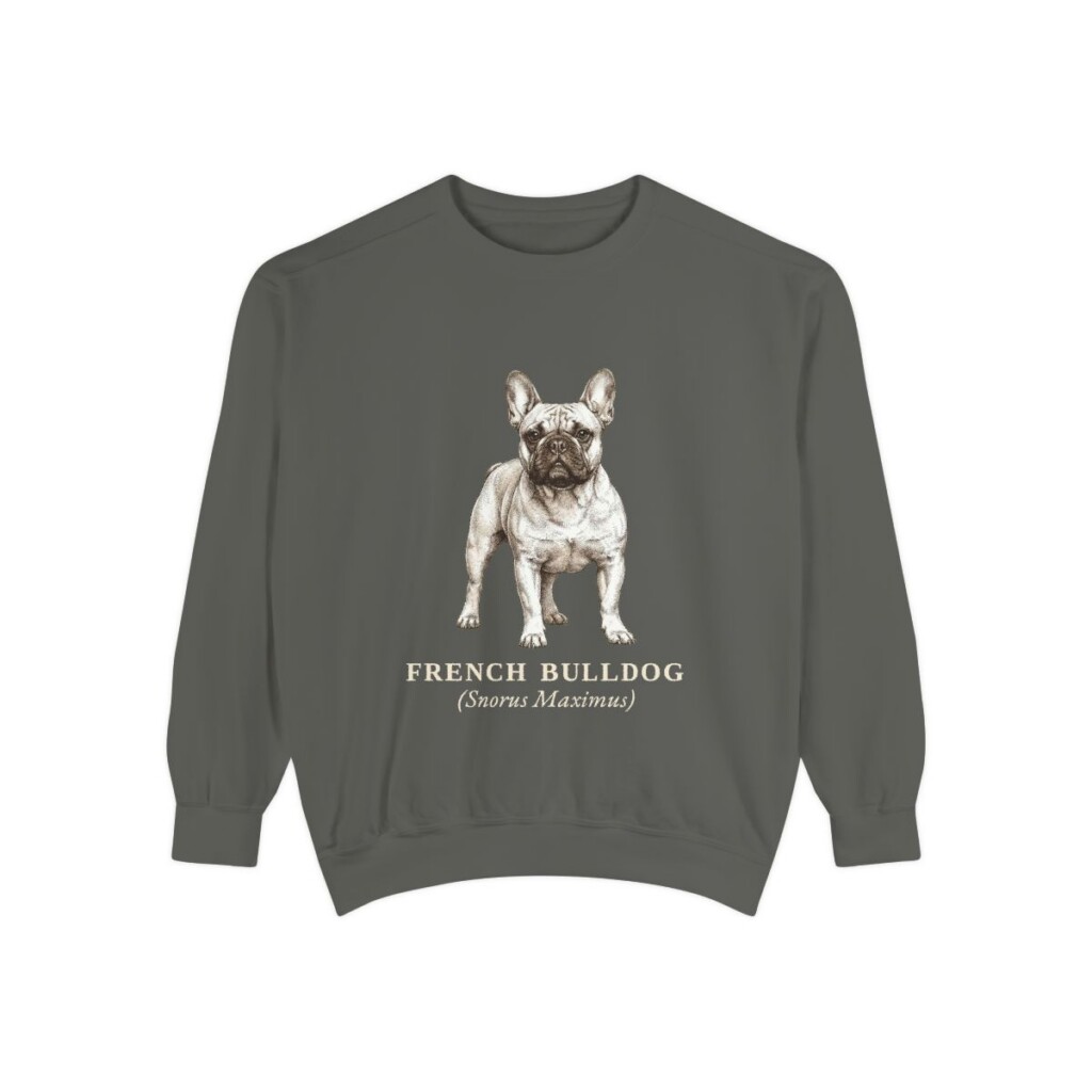French Bulldog Latin Sweatshirt, Pepper, front view