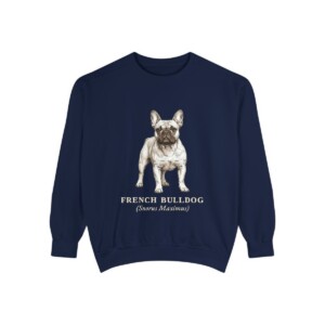 French Bulldog Latin Sweatshirt, True Navy, front view