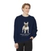 French Bulldog Latin Sweatshirt, True Navy, person 1 front