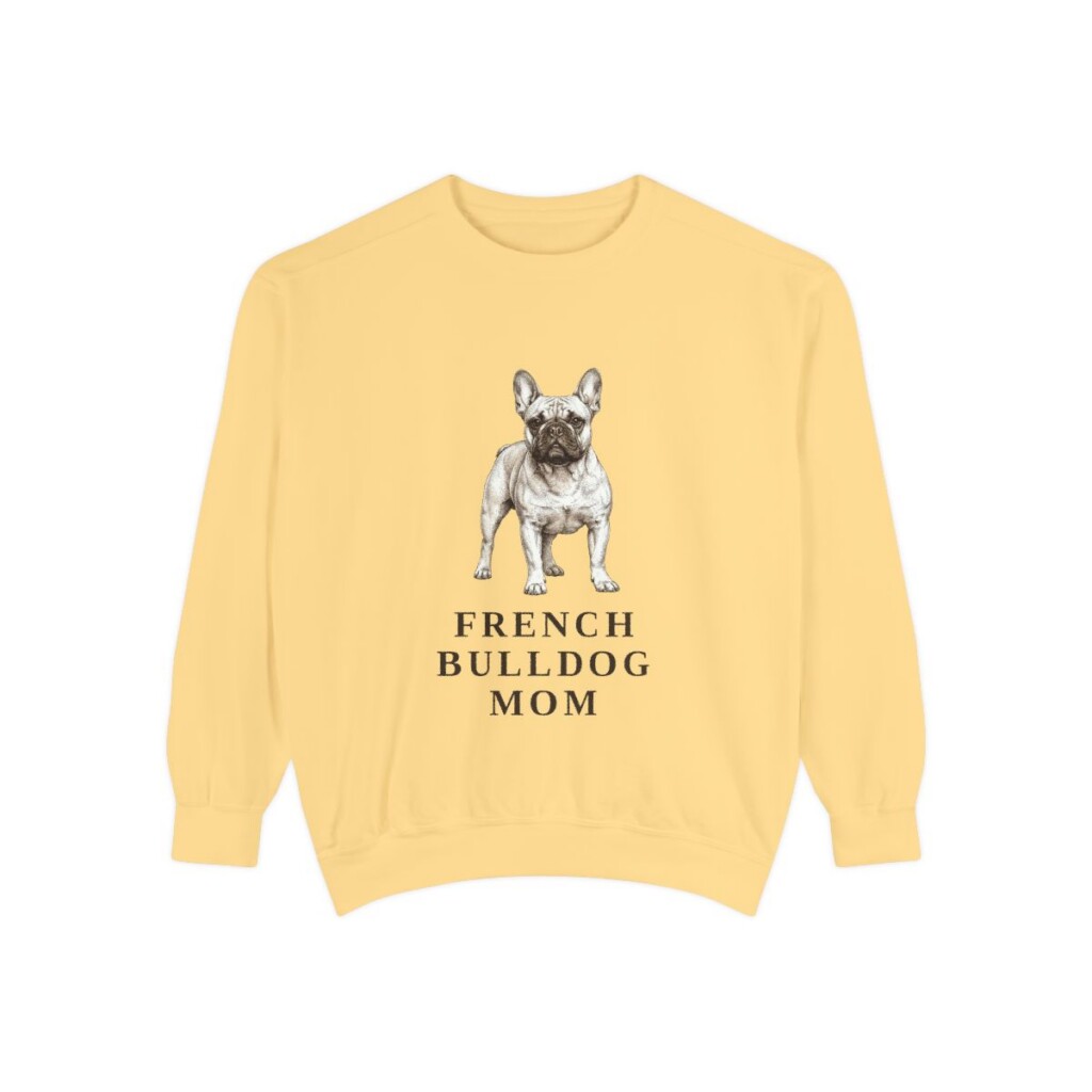 French Bulldog Mom Sweatshirt, Butter, front view