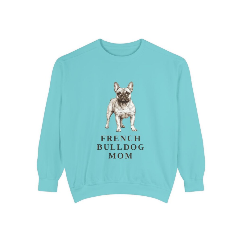 French Bulldog Mom Sweatshirt, Chalky Mint, front view