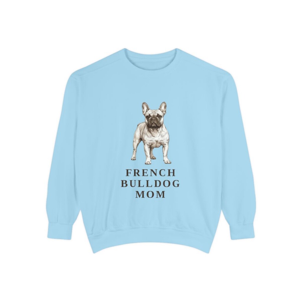 French Bulldog Mom Sweatshirt, Chambray, front view