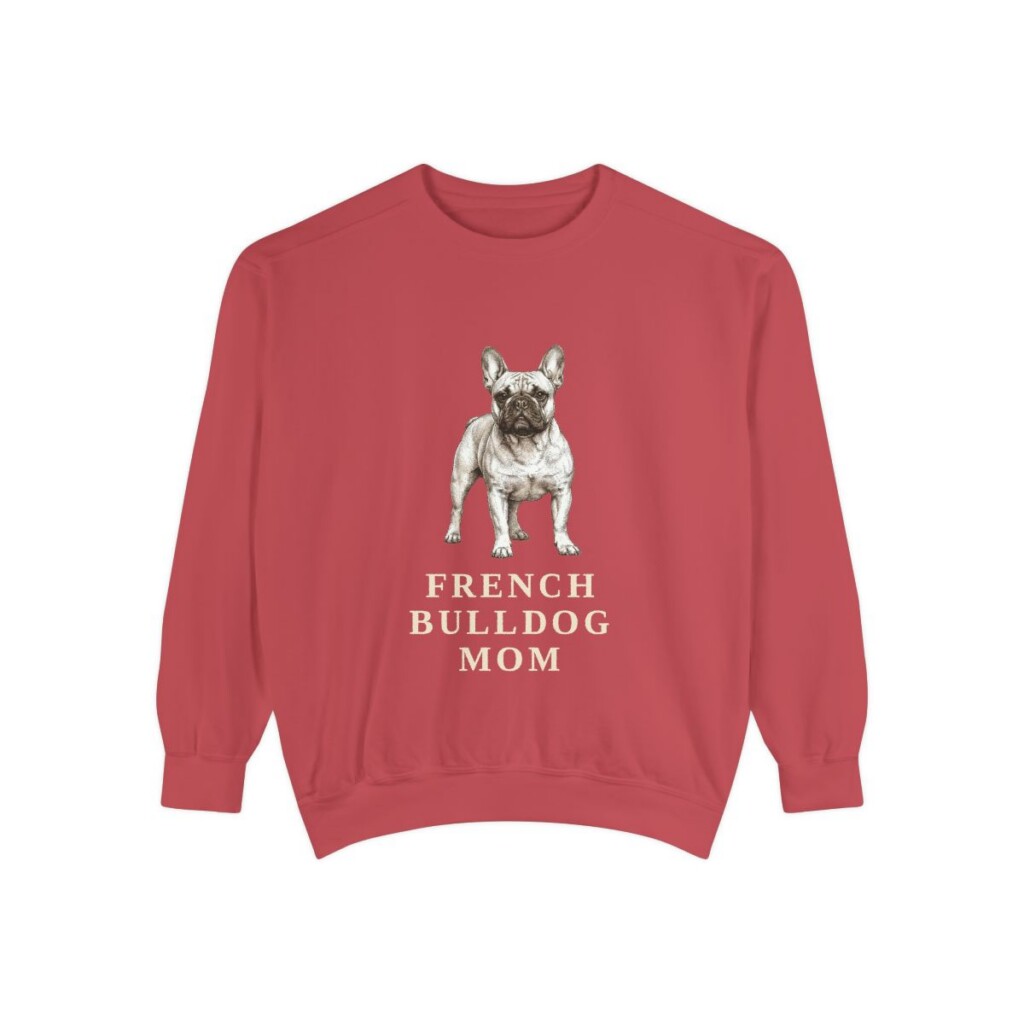 French Bulldog Mom Sweatshirt, Crimson, front view