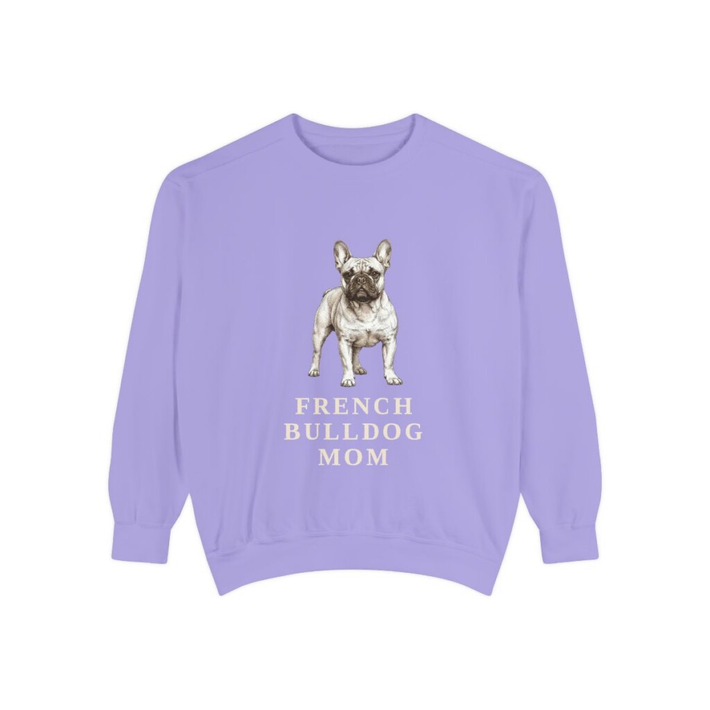 French Bulldog Mom Sweatshirt, Violet, front view