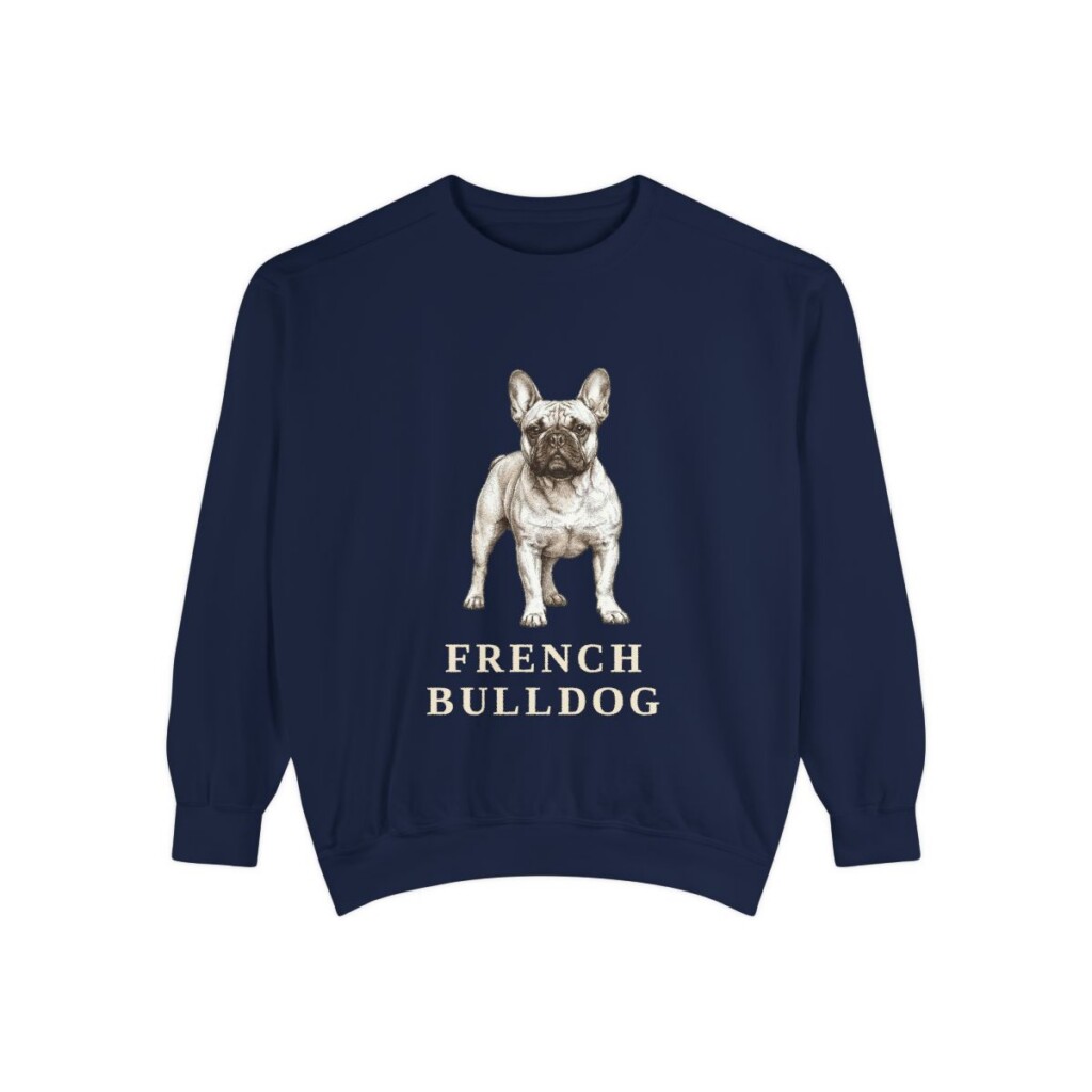 french-bulldog-sweatshirt-true-navy French Bulldog Sweatshirt, True Navy, front view