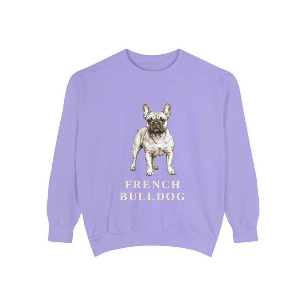 french-bulldog-sweatshirt-violet French Bulldog Sweatshirt, Violet, front view