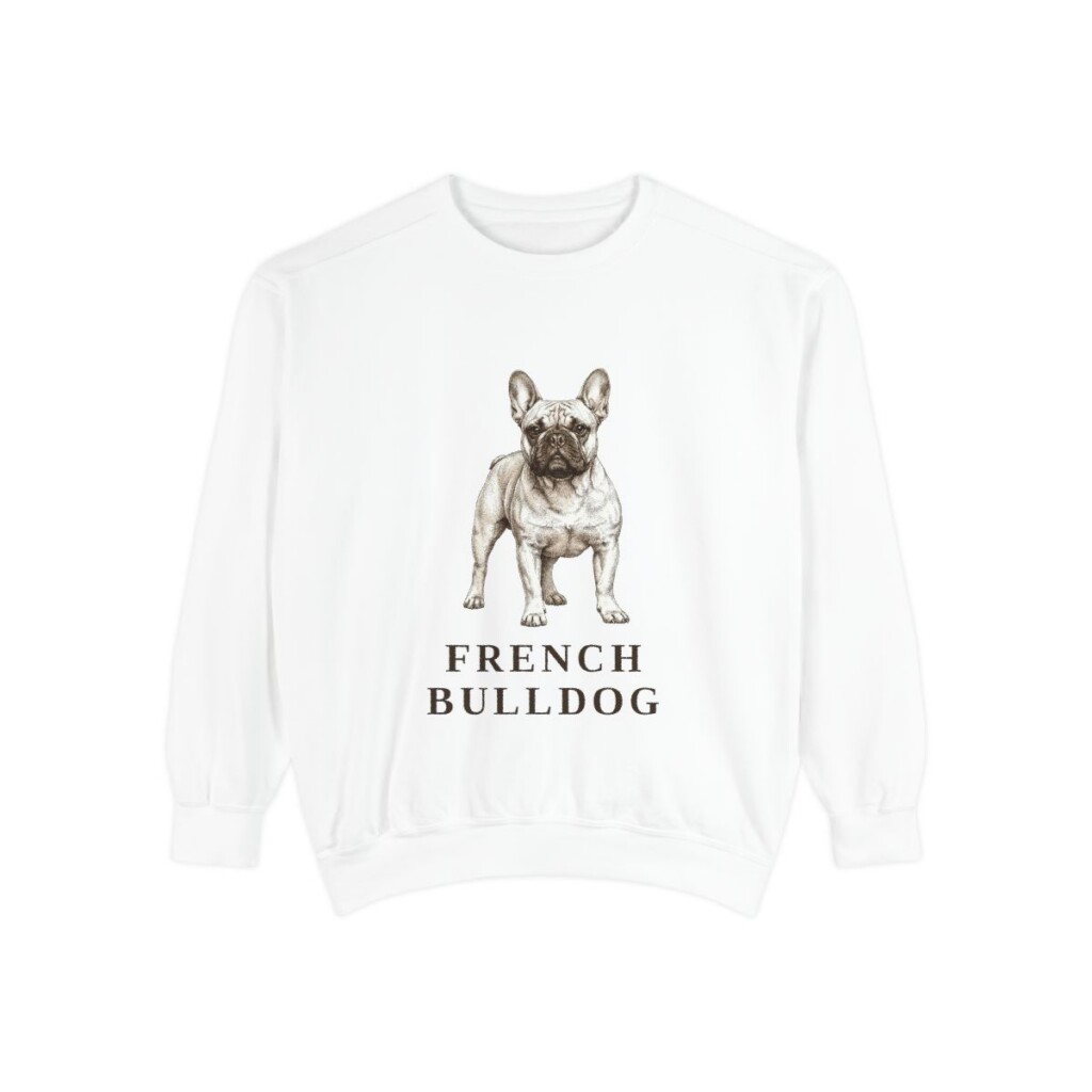 french-bulldog-sweatshirt-white French Bulldog Sweatshirt, White, front view