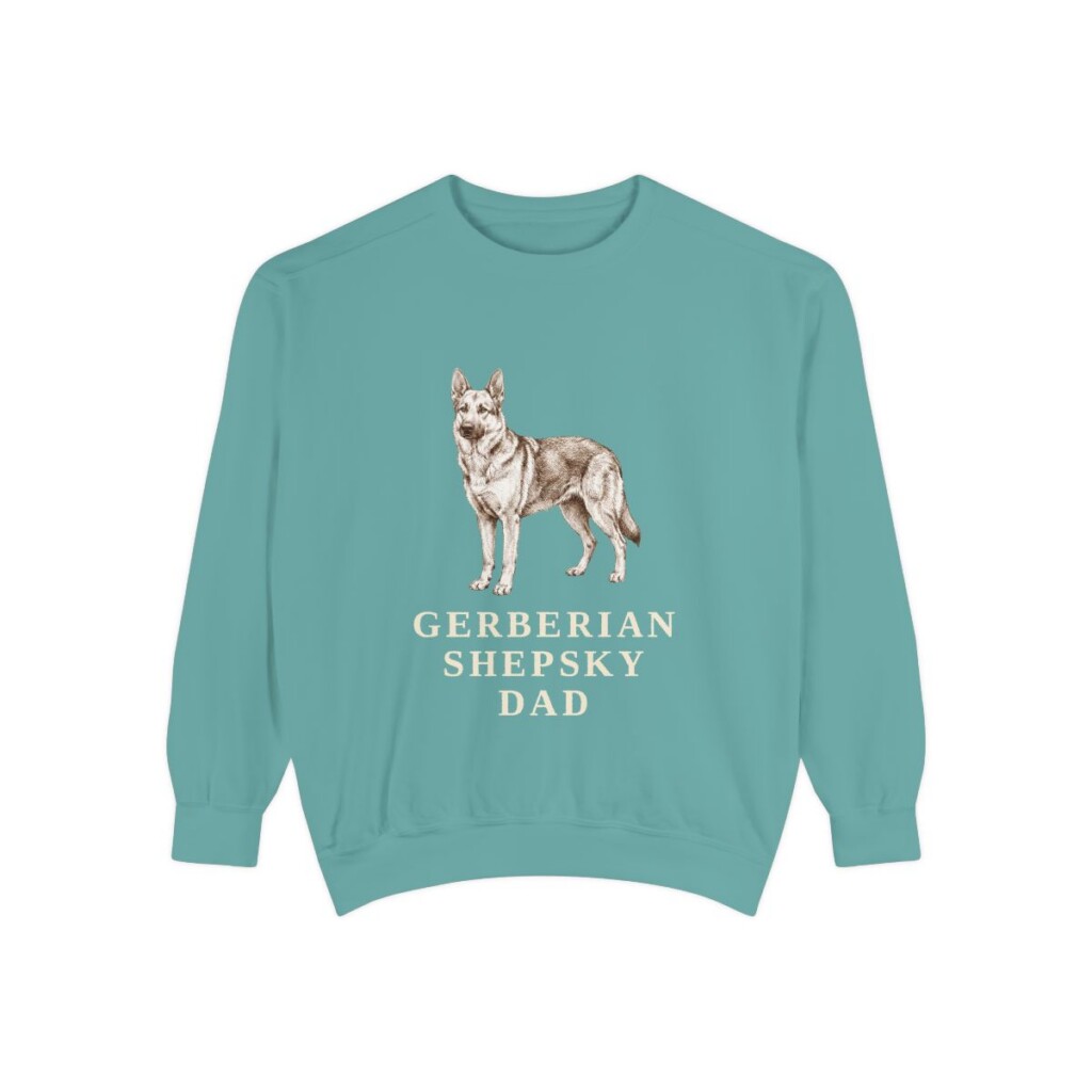 Gerberian Shepsky Dad Sweatshirt, Seafoam, front view