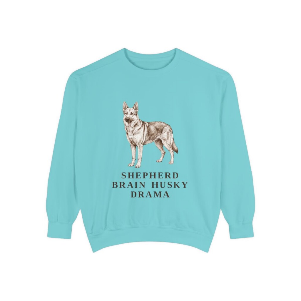 Gerberian Shepsky Humor Sweatshirt, Chalky Mint, front view