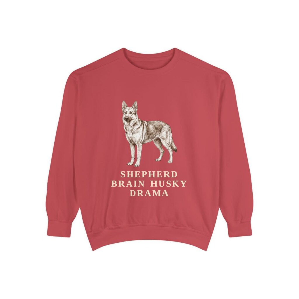 Gerberian Shepsky Humor Sweatshirt, Crimson, front view