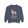 Gerberian Shepsky Humor Sweatshirt, Denim, front view
