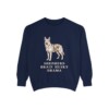 Gerberian Shepsky Humor Sweatshirt, True Navy, front view