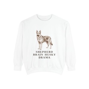 Gerberian Shepsky Humor Sweatshirt, White, front view
