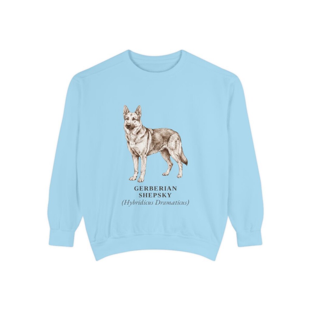 Gerberian Shepsky Latin Sweatshirt, Chambray, front view