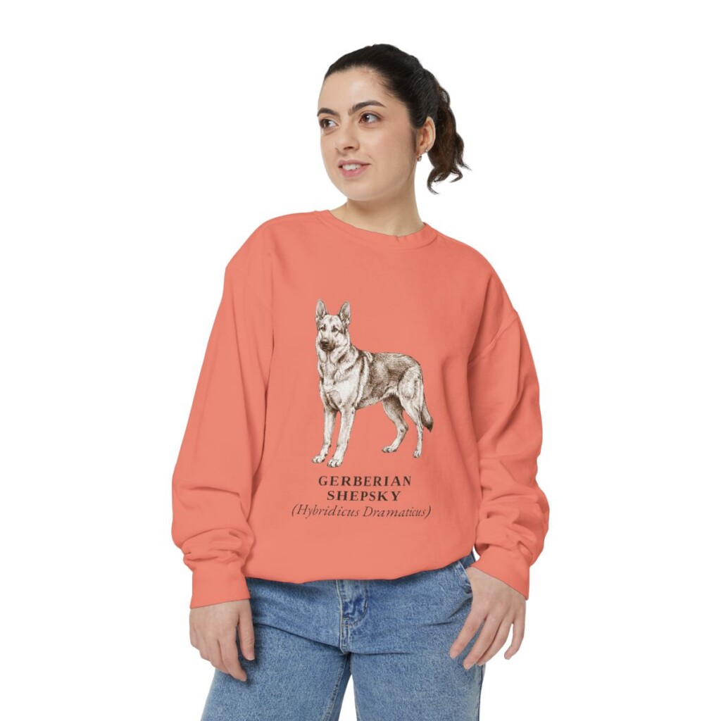 Gerberian Shepsky Latin Sweatshirt, Terracotta, person 2 front