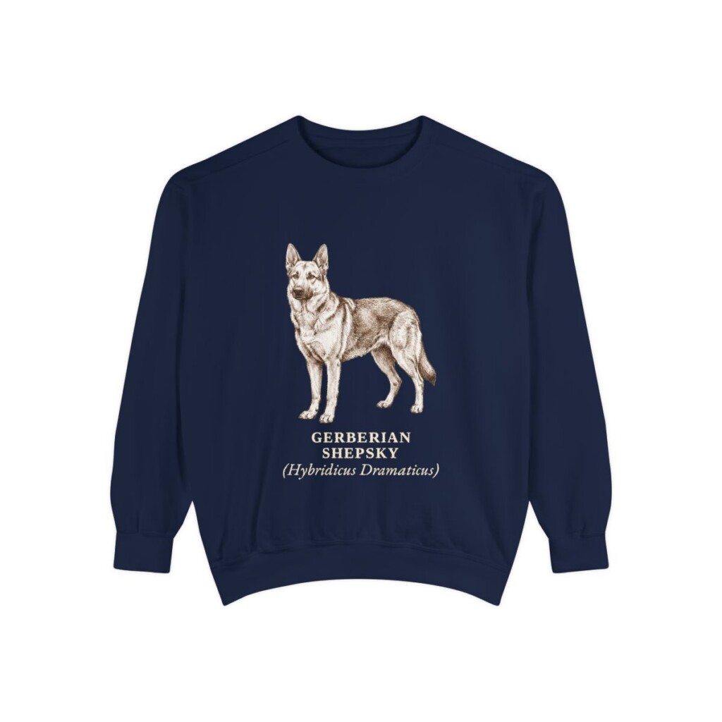 Gerberian Shepsky Latin Sweatshirt, True Navy, front view