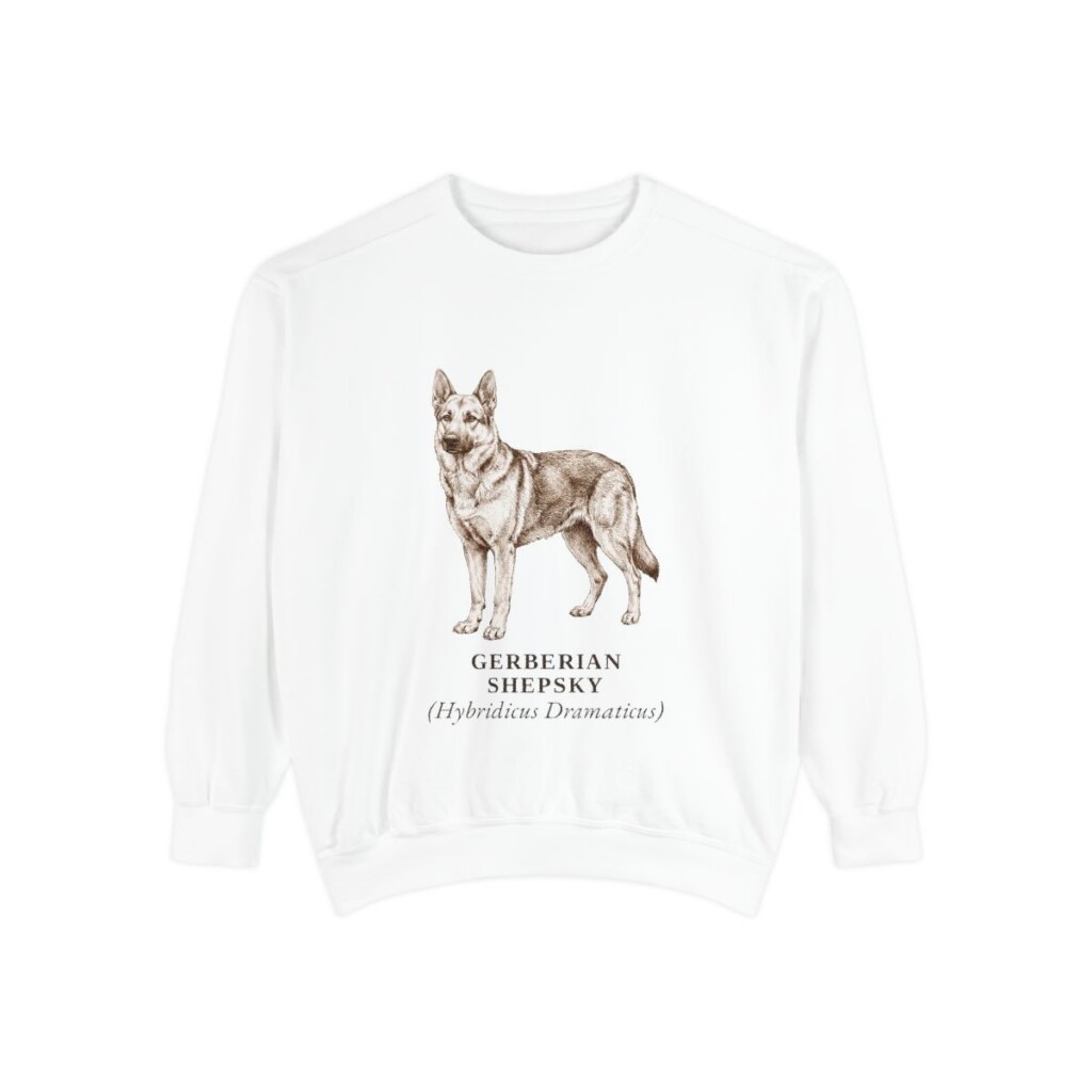Gerberian Shepsky Latin Sweatshirt, White, front view