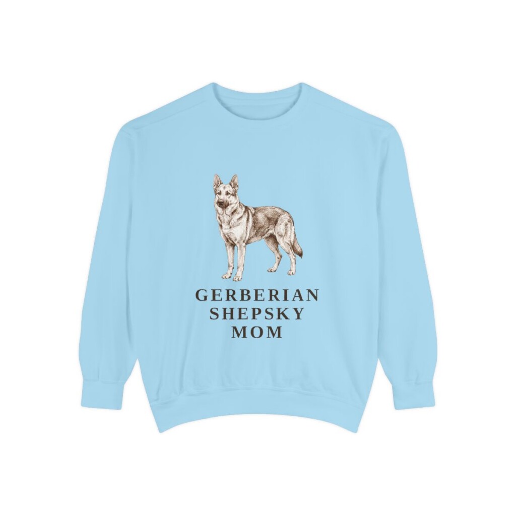 Gerberian Shepsky Mom Sweatshirt, Chambray, front view
