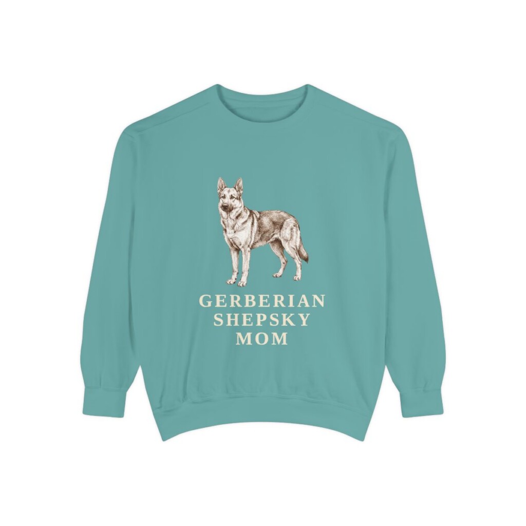 Gerberian Shepsky Mom Sweatshirt, Seafoam, front view