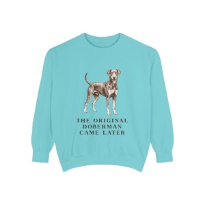 German Pinscher Humor Sweatshirt, Chalky Mint, front view