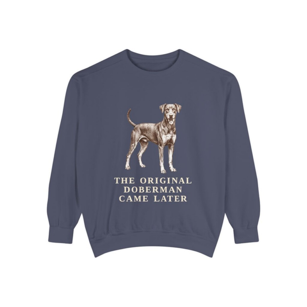 German Pinscher Humor Sweatshirt, Denim, front view