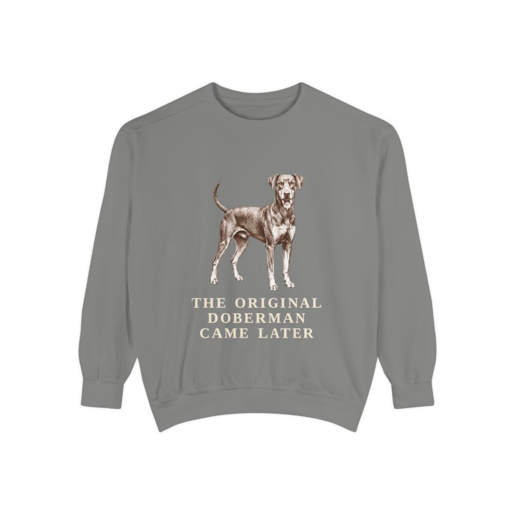 German Pinscher Humor Sweatshirt, Grey, front view