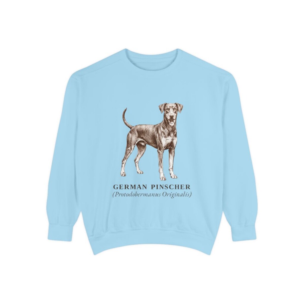 German Pinscher Latin Sweatshirt, Chambray, front view