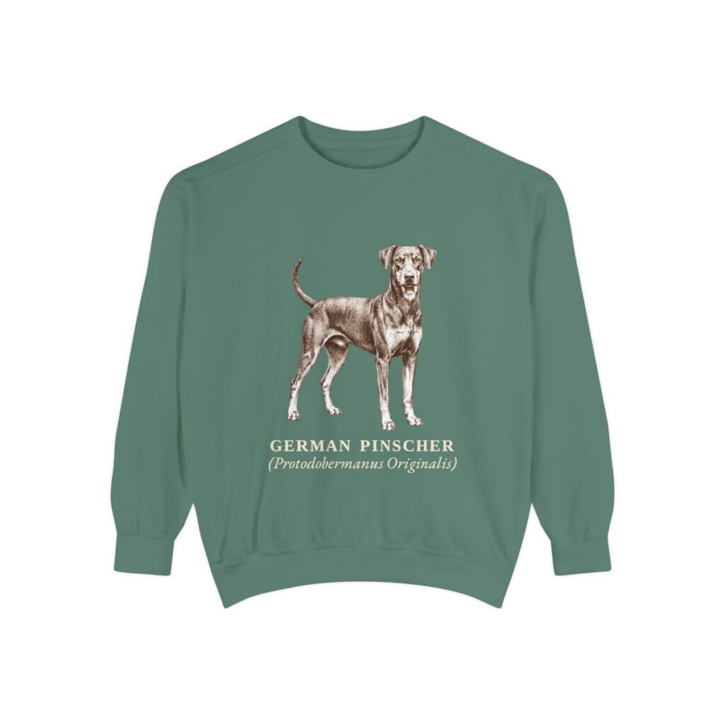 German Pinscher Latin Sweatshirt, Light Green, front view