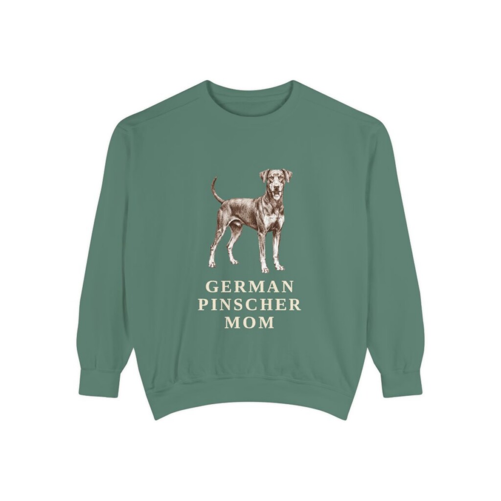 German Pinscher Mom Sweatshirt, Light Green, front view