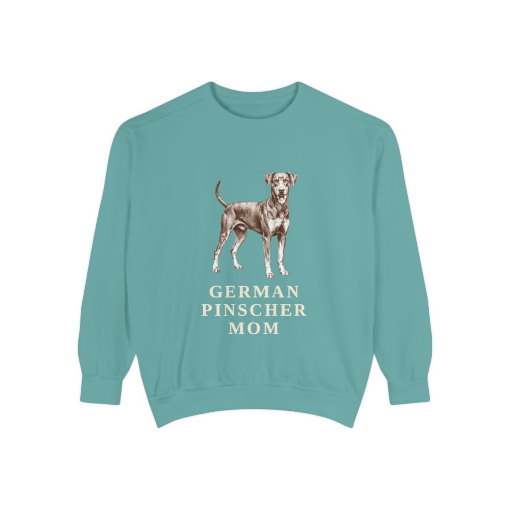 German Pinscher Mom Sweatshirt, Seafoam, front view