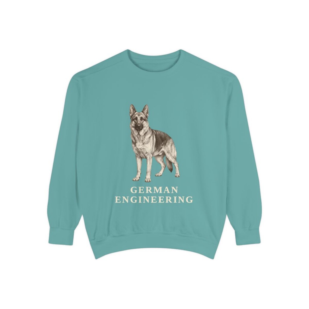 German Shepherd Humor Sweatshirt, Seafoam, front view