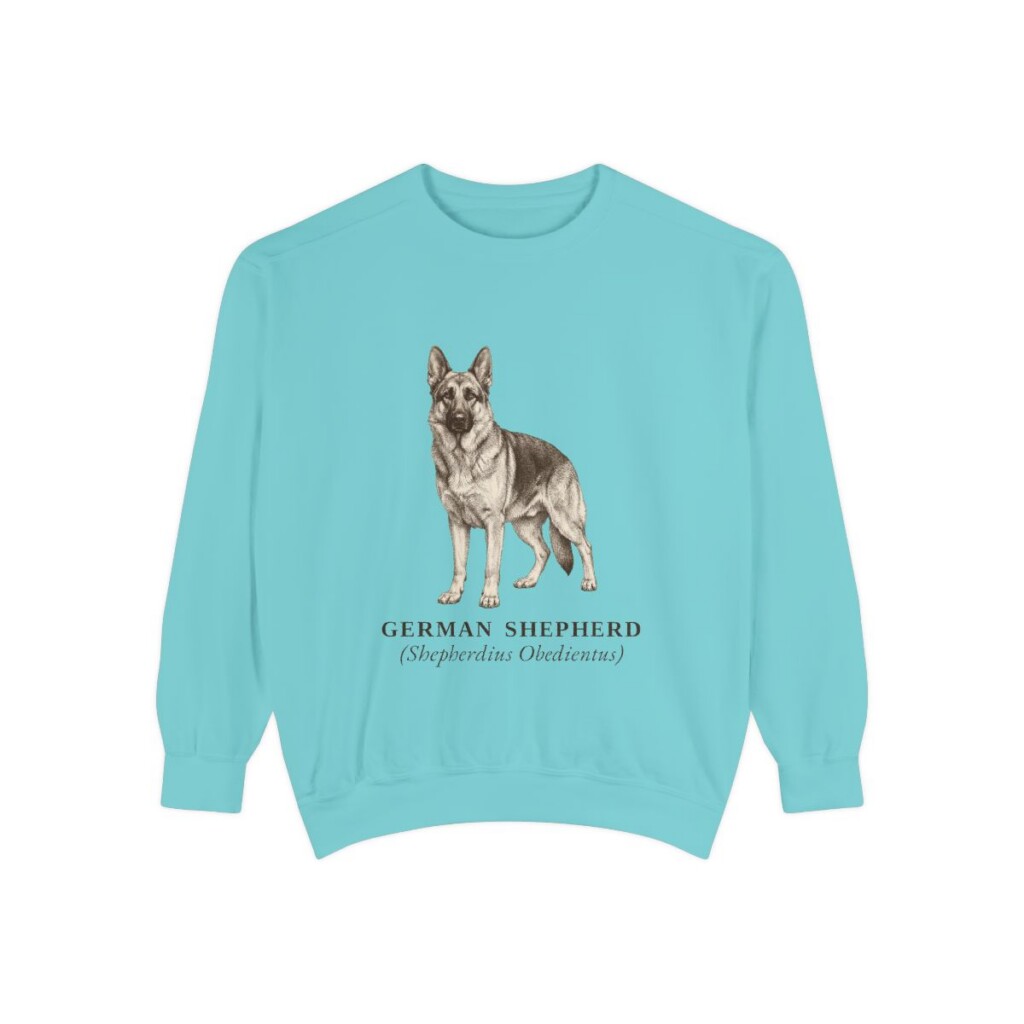 German Shepherd Latin Sweatshirt, Chalky Mint, front view