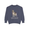 German Shepherd Latin Sweatshirt, Denim, front view