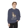 German Shepherd Latin Sweatshirt, Denim, person 1 front