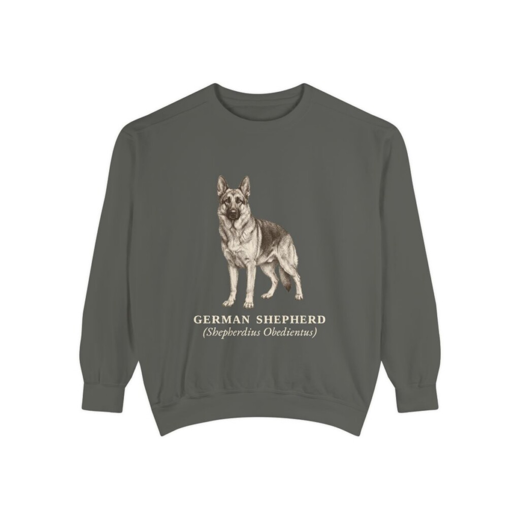 German Shepherd Latin Sweatshirt, Pepper, front view