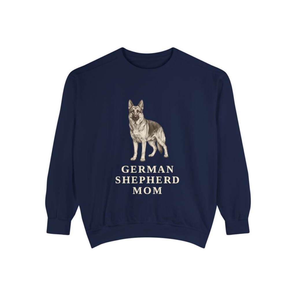 German Shepherd Mom Sweatshirt, True Navy, front view