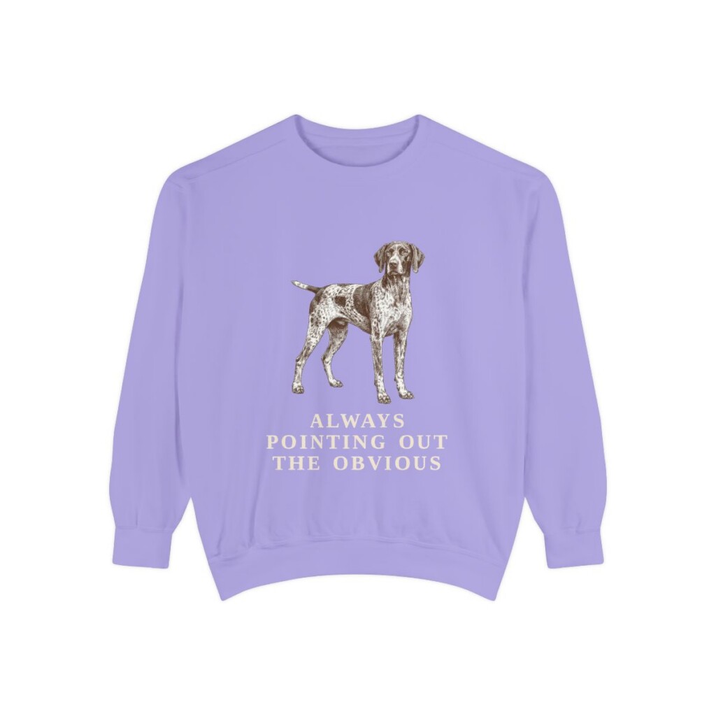 german-shorthaired-pointer-sweatshirt-humor-violet German Shorthaired Pointer Humor Sweatshirt, Violet, front view