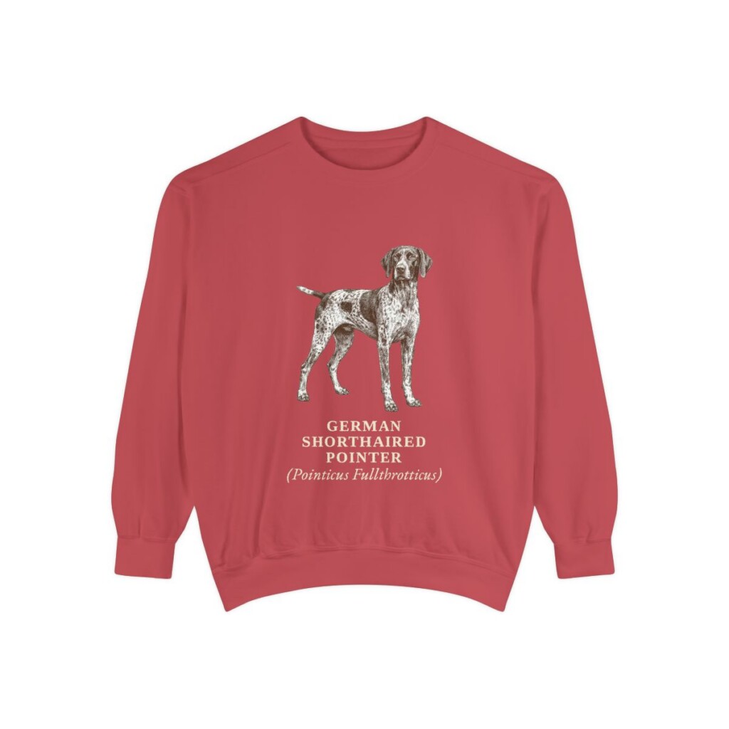 German Shorthaired Pointer Latin Sweatshirt, Crimson, front view