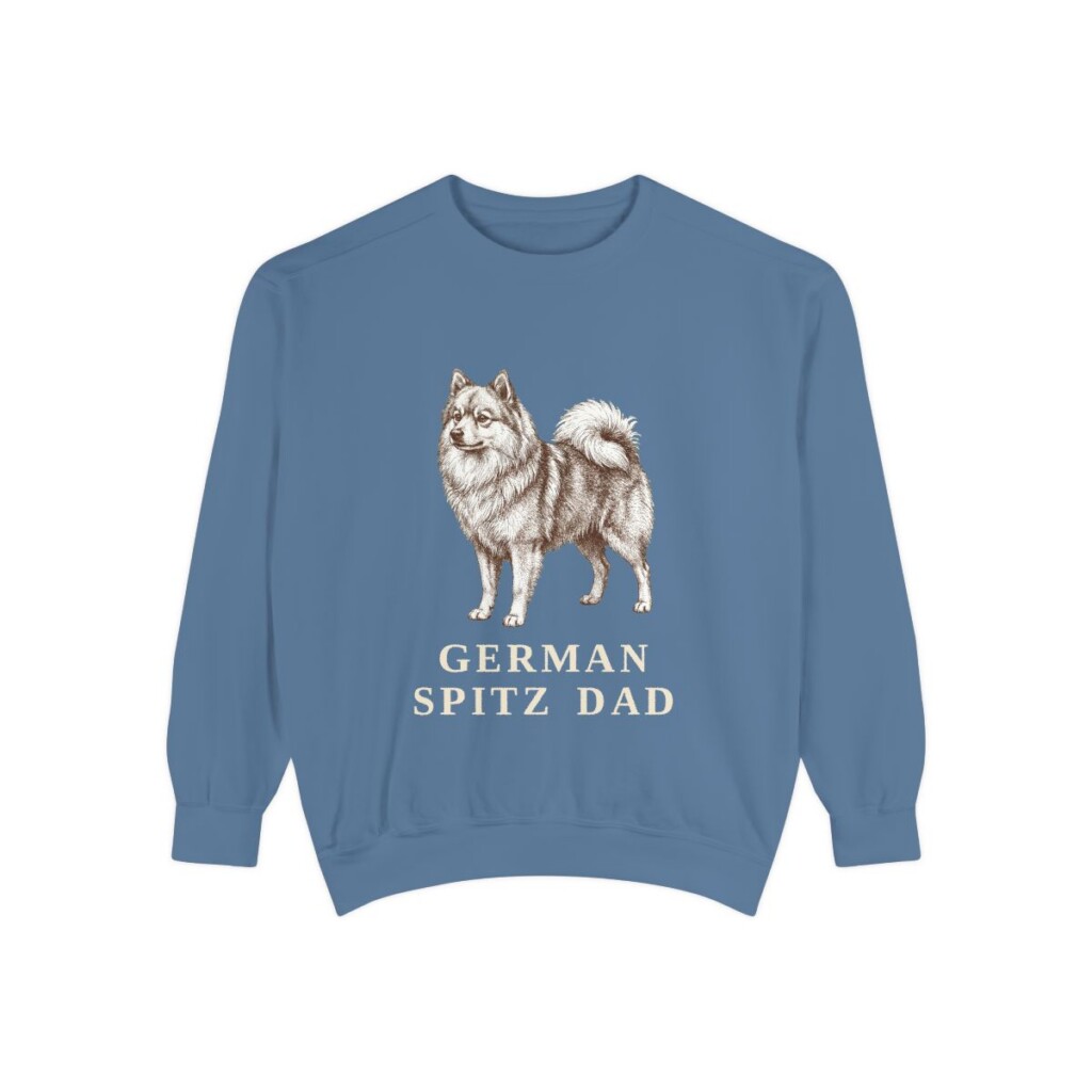 German Spitz Dad Sweatshirt, Blue Jean, front view