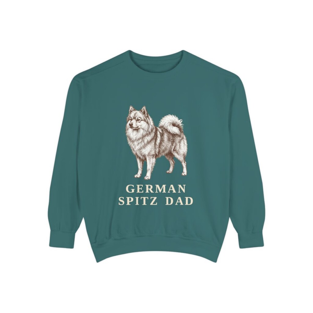 German Spitz Dad Sweatshirt, Blue Spruce, front view