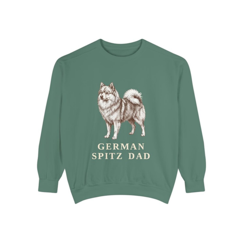 German Spitz Dad Sweatshirt, Light Green, front view