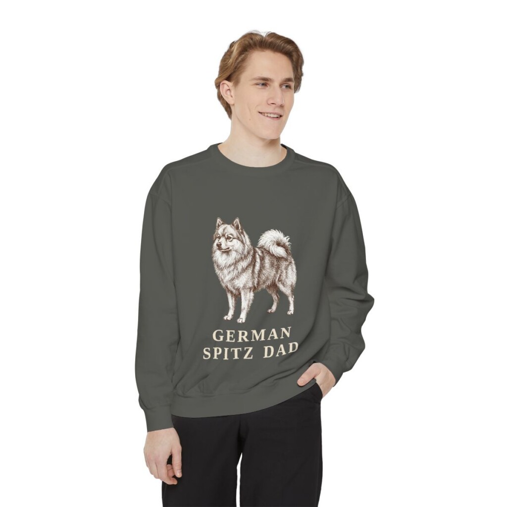 German Spitz Dad Sweatshirt, Pepper, person 1 front