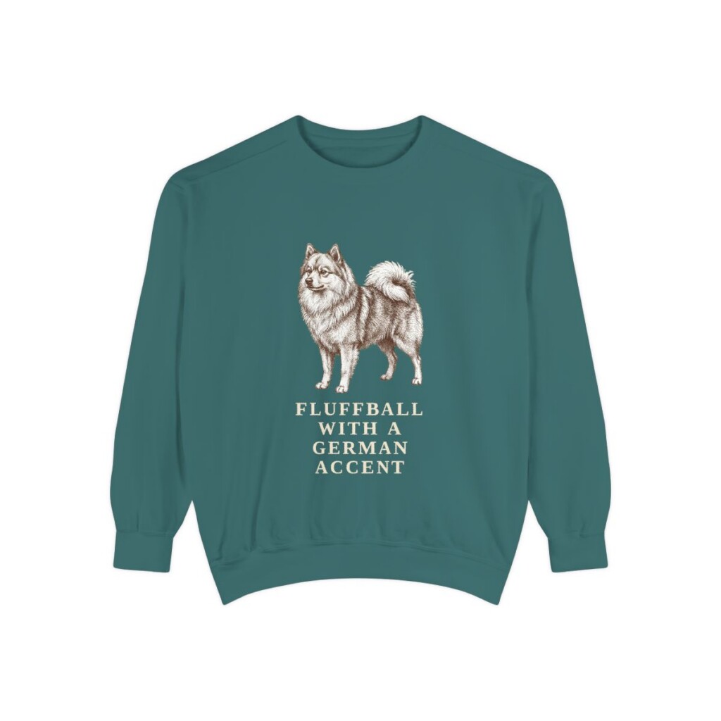 german-spitz-sweatshirt-humor-blue-spruce German Spitz Humor Sweatshirt, Blue Spruce, front view