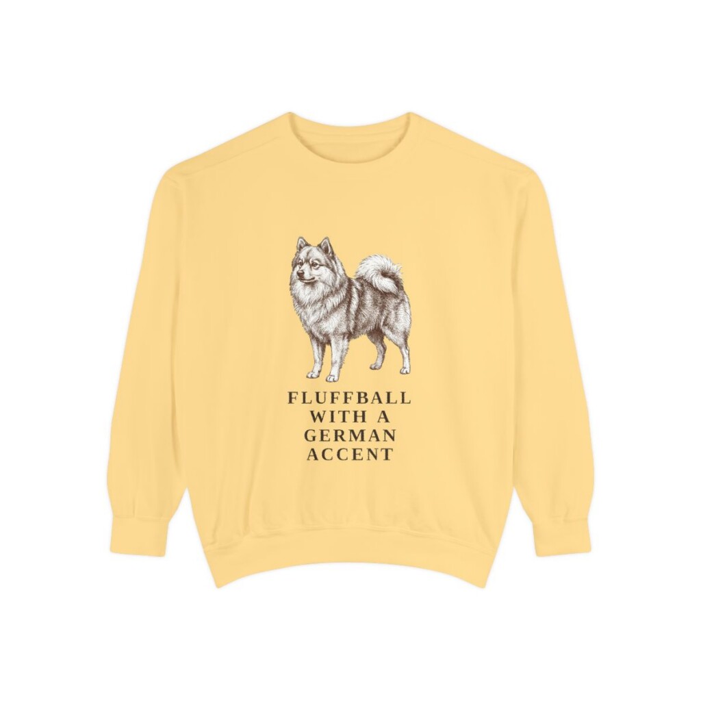 german-spitz-sweatshirt-humor-butter German Spitz Humor Sweatshirt, Butter, front view