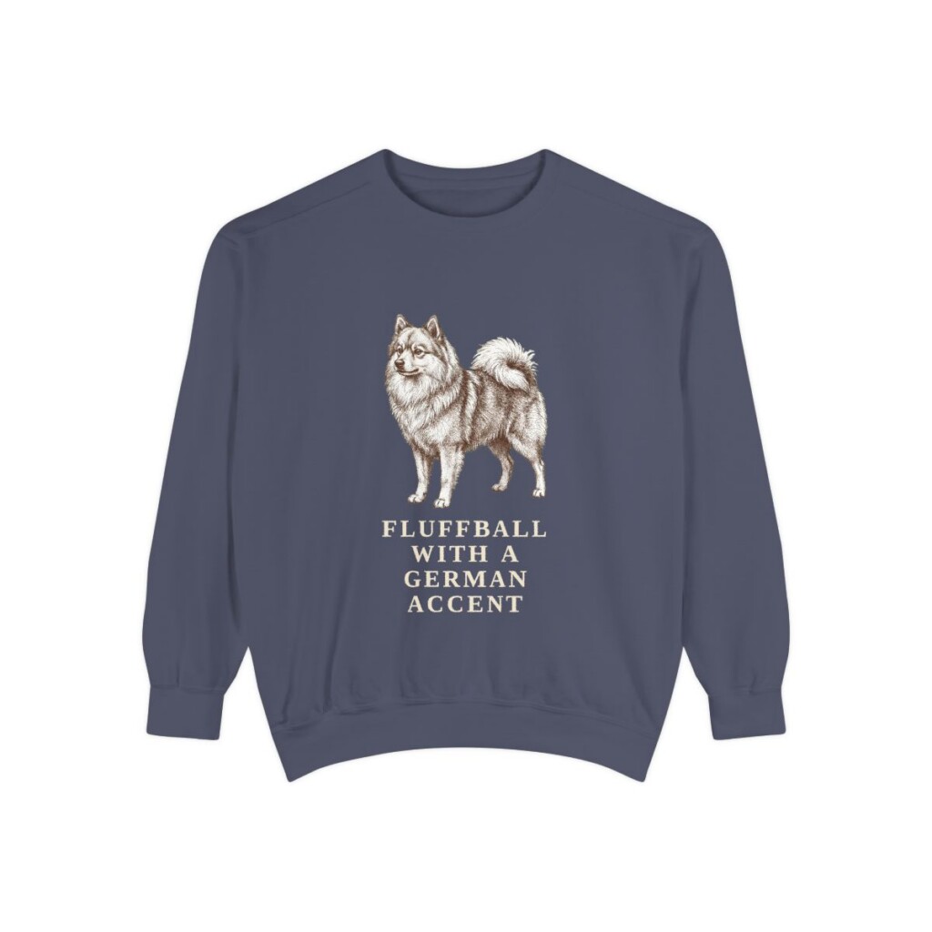 german-spitz-sweatshirt-humor-denim German Spitz Humor Sweatshirt, Denim, front view