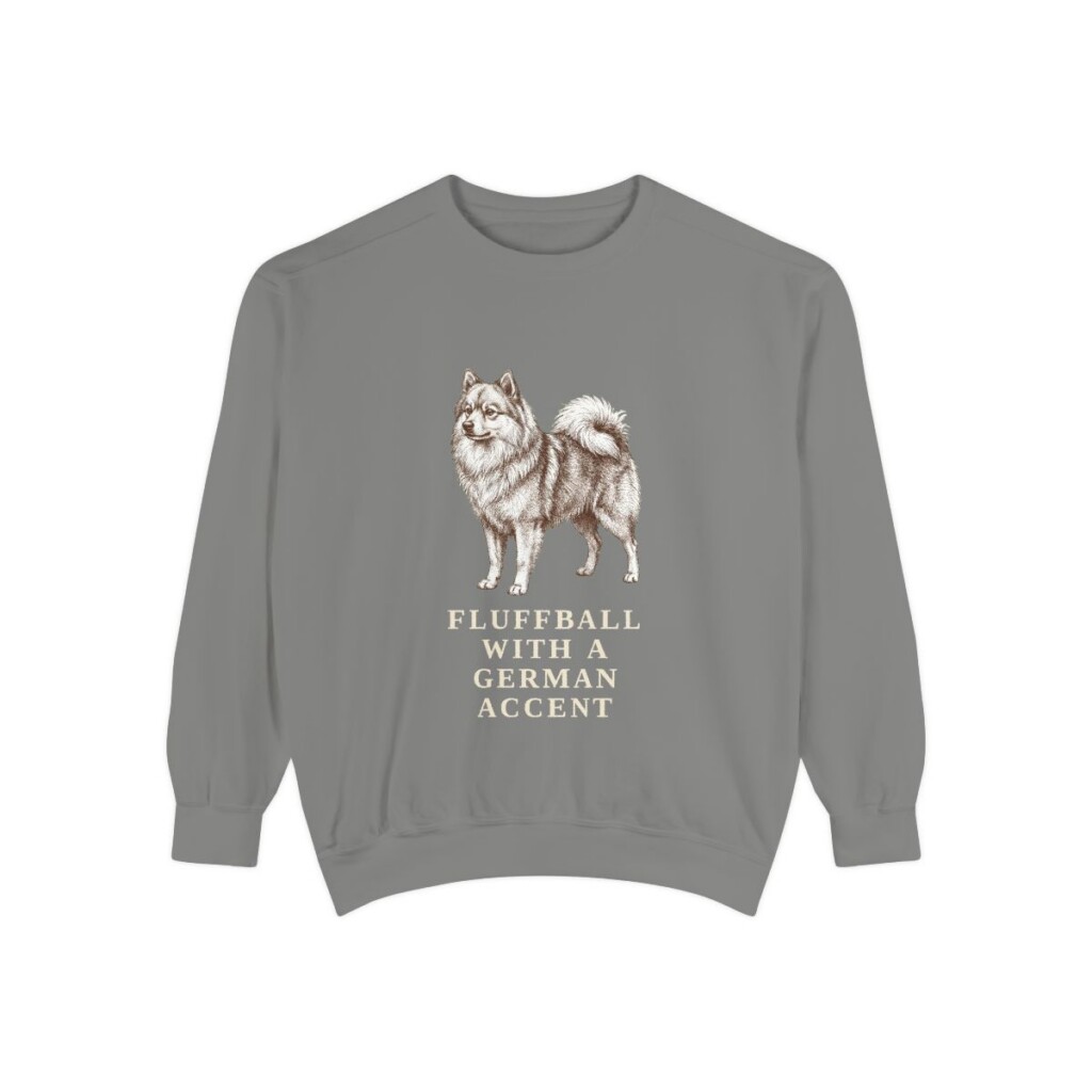 german-spitz-sweatshirt-humor-grey German Spitz Humor Sweatshirt, Grey, front view