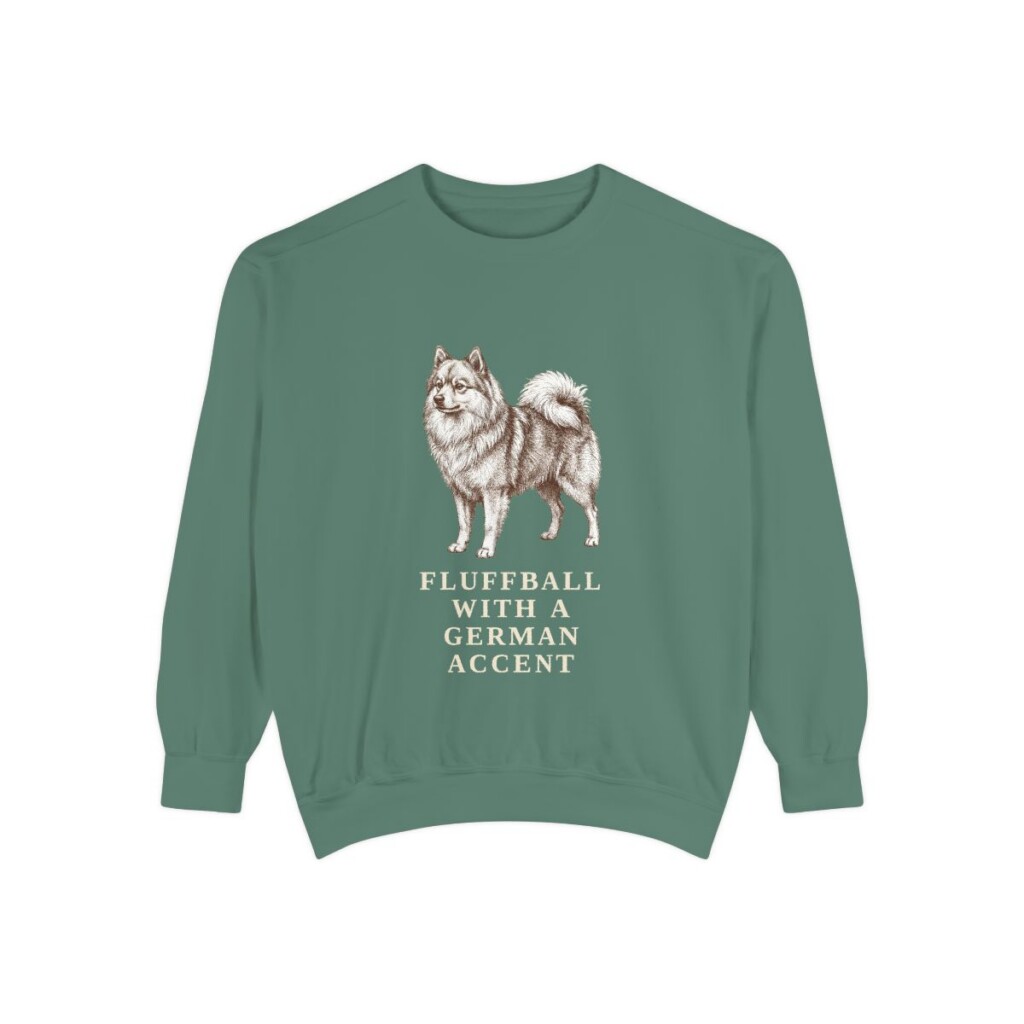 german-spitz-sweatshirt-humor-light-green German Spitz Humor Sweatshirt, Light Green, front view